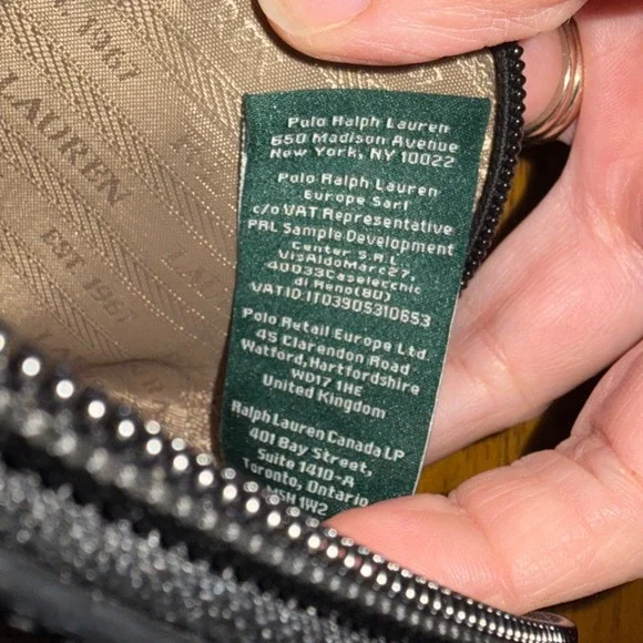 Lauren Ralph Lauren Womens Cosmetic Makeup bag 100% Cow Leather Black EUC - Picture 5 of 7